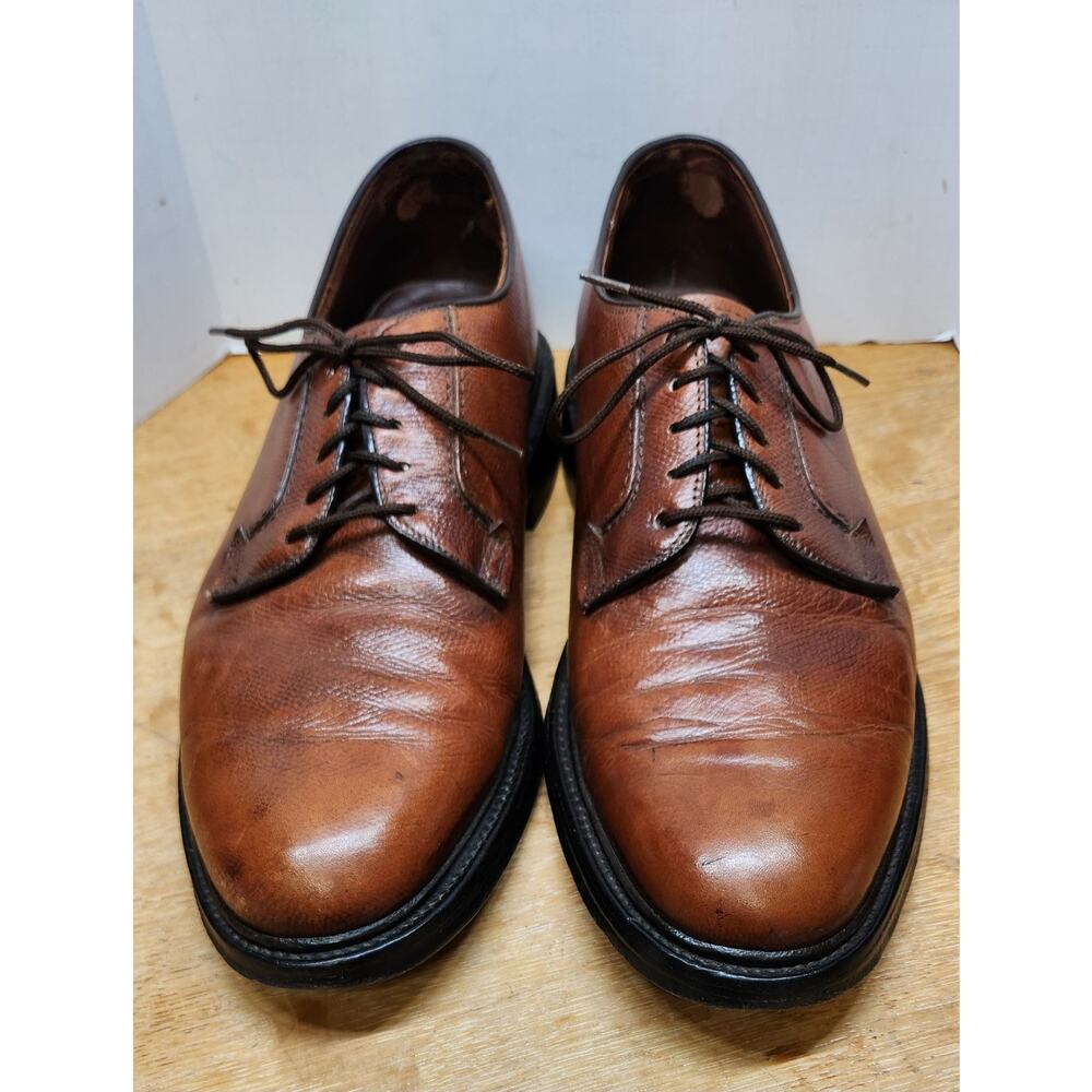 Vtg Hanover Pebble Grain Leather 10 E/C Brown Oxford Plain Toe See Pics Heel